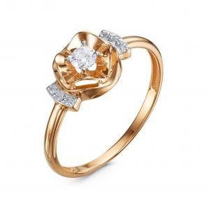 Золотое кольцо КЮЗ Del'ta с фианитом D1106536 фото