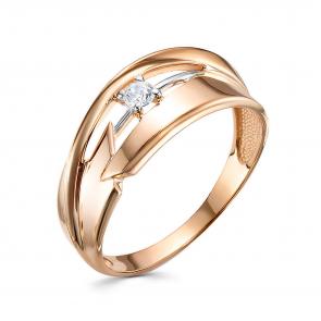 Золотое кольцо КЮЗ Del'ta с фианитом D1107536 фото