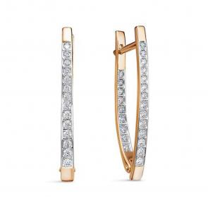 Золотые серьги КЮЗ Del'ta с фианитом D1200959 фото