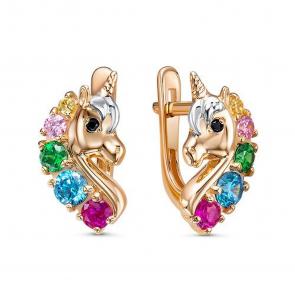 Золотые серьги КЮЗ Del'ta с фианитом D1202572 фото