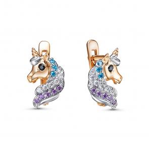 Золотые серьги КЮЗ Del'ta с фианитом D1202732 фото