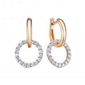 Золотые серьги-трансформенры КЮЗ Del'ta с фианитом D1202935 фото