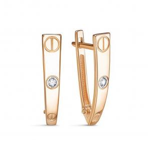 Золотые серьги КЮЗ Del'ta с фианитом D1203422 фото