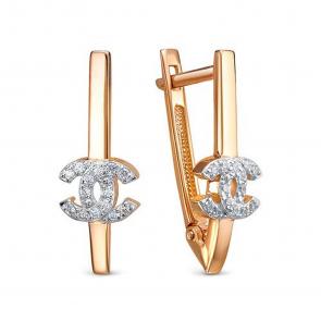Золотые серьги КЮЗ Del'ta с фианитом D1204652 фото