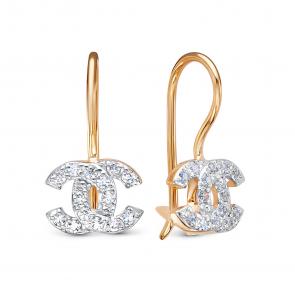 Золотые серьги КЮЗ Del'ta с фианитом D1204653 фото