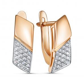 Золотые серьги КЮЗ Del'ta с фианитом D1208219 фото