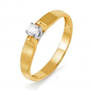 Кольцо из лимонного золота КЮЗ Del'ta с бриллиантом DБР110653л фото