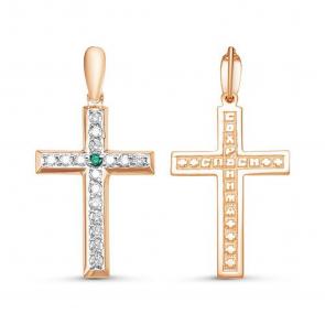 Золотая подвеска КЮЗ Del'ta с бриллиантом и изумрудом DБР380295 фото