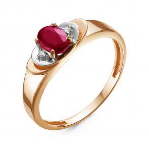 Золотое кольцо КЮЗ Del'ta с бриллиантом и рубином DБР411224 фото
