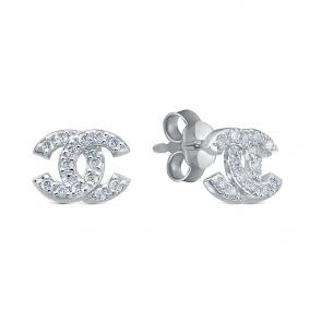 Серьги из белого золота КЮЗ Del'ta с фианитом Dб0504655 фото
