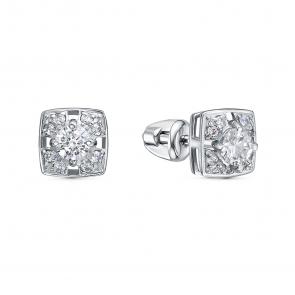 Серьги из белого золота КЮЗ Del'ta с фианитом Dб0506761 фото