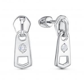 Серебряные серьги КЮЗ Del'ta с фианитом Dс0504466 фото