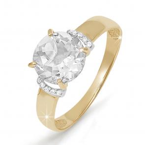 Кольцо из золочёного серебра КЮЗ Del'ta с фианитом Dс111438пз фото