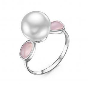 Серебряное кольцо КЮЗ Del'ta с кварцем и жемчугом Swarovski Dс117636 фото