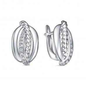 Серебряные серьги КЮЗ Del'ta с фианитом Dс1200533 фото