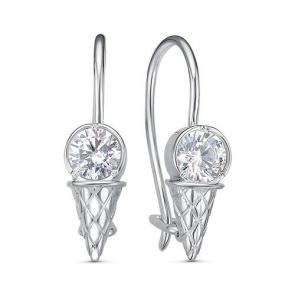 Серебряные серьги КЮЗ Del'ta с фианитом Dс1202567 фото