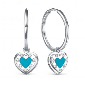 Серебряные серьги-трансформеры КЮЗ Del'ta с эмалью и фианитом Dс1203138 фото