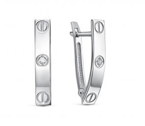 Серебряные серьги КЮЗ Del'ta с фианитом Dс1203236 фото