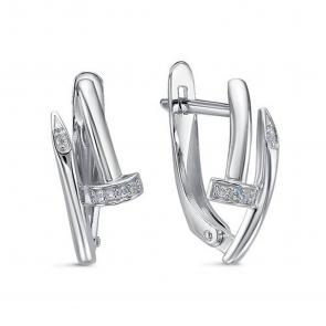 Серебряные серьги КЮЗ Del'ta с фианитом Dс1204063 фото