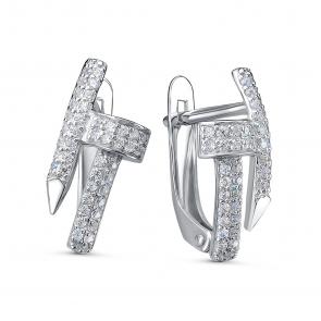 Серебряные серьги КЮЗ Del'ta с фианитом Dс1204107 фото