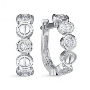 Серебряные серьги КЮЗ Del'ta с фианитом Dс1204236 фото