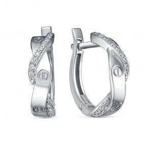 Серебряные серьги КЮЗ Del'ta с фианитом Dс1204469 фото