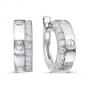 Серебряные серьги КЮЗ Del'ta с фианитом Dс1204476 фото