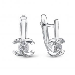 Серебряные серьги КЮЗ Del'ta с фианитом Dс1204871 фото