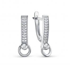 Серебряные серьги КЮЗ Del'ta с фианитом Dс1205385 фото