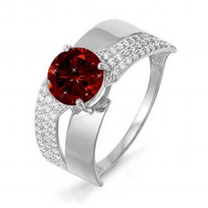 Серебряное кольцо КЮЗ Del'ta с фианитом и гранатом Dс311303 фото