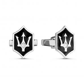 Серебряные запонки КЮЗ Del'ta с фианитом и эмалью Dс660099 фото