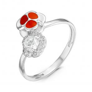 Серебряное кольцо КЮЗ Del'ta с фианитом и эмалью Dс910392 фото