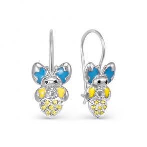 Серебряные серьги КЮЗ Del'ta с фианитом и эмалью Dс920218 фото