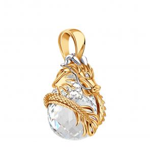 Золотая подвеска Символ года Дракон Grant с бриллиантом и кварцем GR0877007 фото