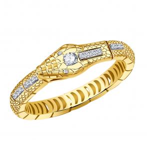 Кольцо из лимонного золота Символ года Змея Grant с бриллиантом GR9101066 фото
