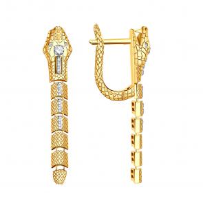 Серьги из лимонного золота Символ года Змея Grant с бриллиантом GR9601066 фото