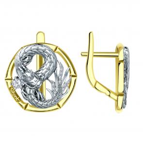 Серьги из лимонного золота Символ года Дракон Grant с бриллиантом GR9601970 фото