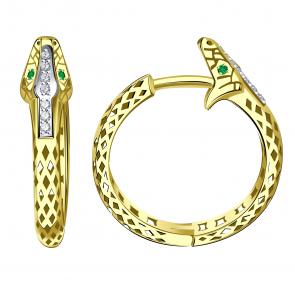 Серьги Символ года Змея из лимонного золота Grant с бриллиантом и изумрудом GR9604661 фото