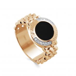 Золотое кольцо KABAROVSKY с бриллиантом и агатом K1-0641-6700 фото