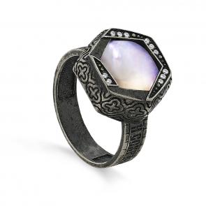 Кольцо из черненого серебра KABAROVSKY с фианитом и финифтью K1-083-7983 фото