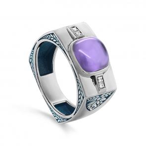 Серебряное кольцо KABAROVSKY с фианитом и ситаллом K1-158-50289 фото