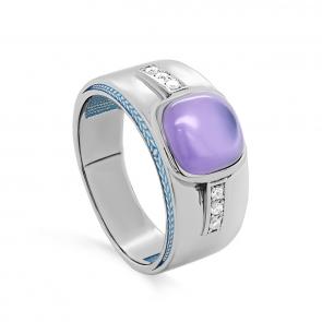 Серебряное кольцо KABAROVSKY с ситаллом цвета Аметист и фианитом K1-159-50289 фото