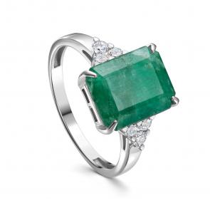 Кольцо из белого золота KABAROVSKY с бриллиантом и изумрудом K1-1731/1-1200 фото