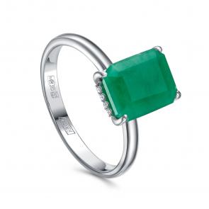 Кольцо из белого золота KABAROVSKY с бриллиантом и изумрудом K1-1753-1200 фото