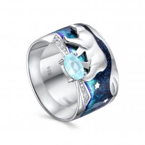 Серебряное кольцо KABAROVSKY с фианитом и эмалью K1-184-40101 фото