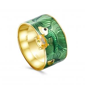 Кольцо из золочёного серебра KABAROVSKY с фианитом и эмалью K1-185-40687 фото