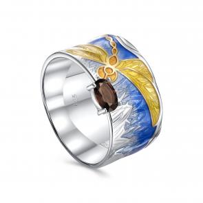 Серебряное кольцо KABAROVSKY с эмалью и Swarovski K1-186-31387 фото