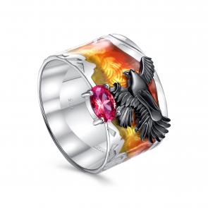 Серебряное кольцо KABAROVSKY с эмалью и Swarovski K1-188-30389 фото