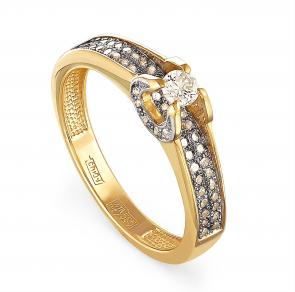 Кольцо из лимонного золота KABAROVSKY с бриллиантом и коньячным бриллиантом K1-2308-9200 фото