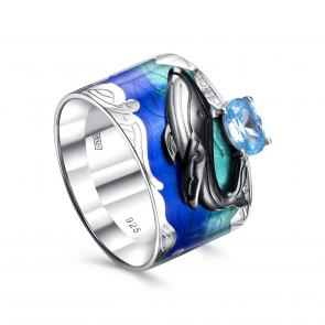 Серебряное кольцо KABAROVSKY с фианитом и эмалью K1-234-40189 фото